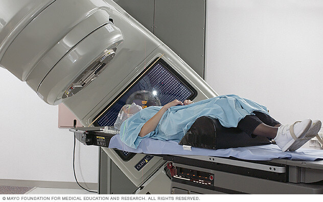 A person receiving radiation therapy